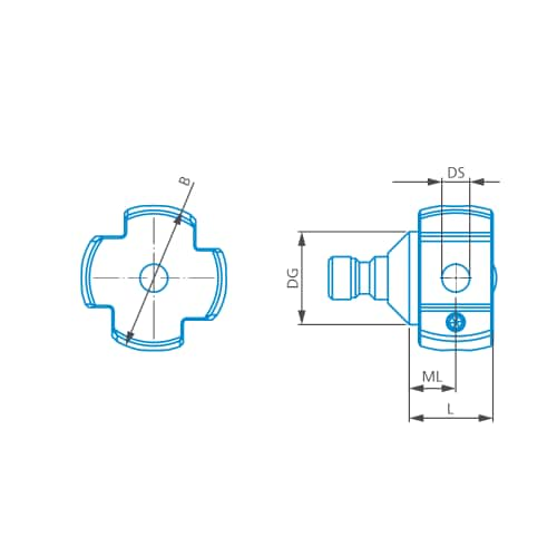 Sternstück mit Kegeladapter, M3 XXT, 4x90° Produktbild