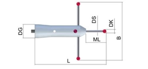 M5, Sterntaster, abgesetzt, Rubinkugel, Hartmetallschaft Produktbild